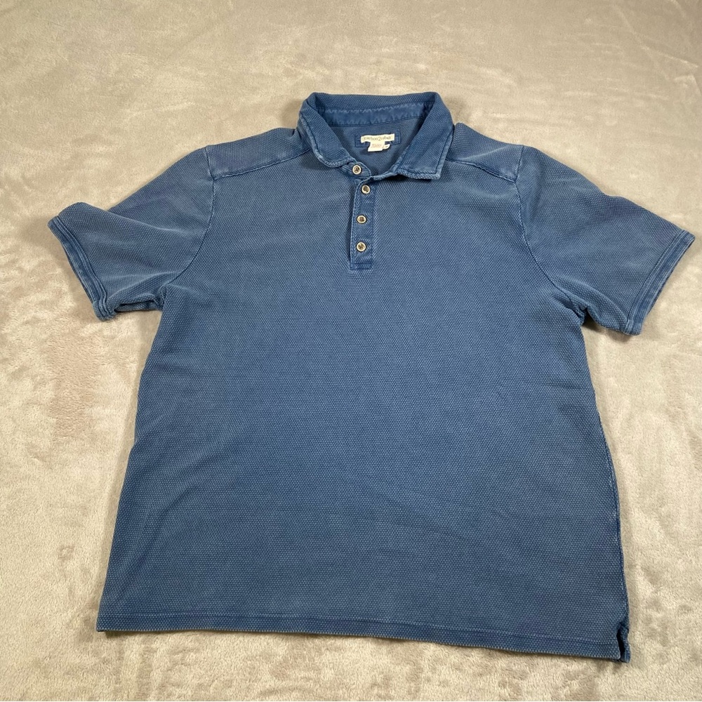 carbon 2 cobalt Medium Navy Blue Chunky Knit Polo
